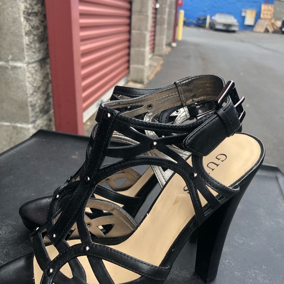 Guess Women’s Black Leather Platform Heels shoes - Size 6M - Picture 11 of 14